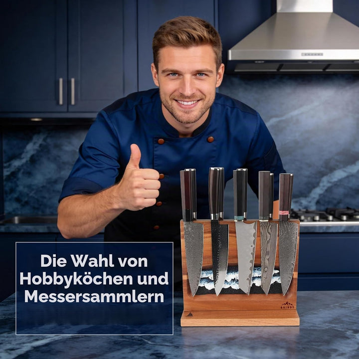 Messerblock Ohne Messer Magnetisch, Doppelseitig Messerhalter Geeignet füR 10+ KüChenmesser, aus Aka