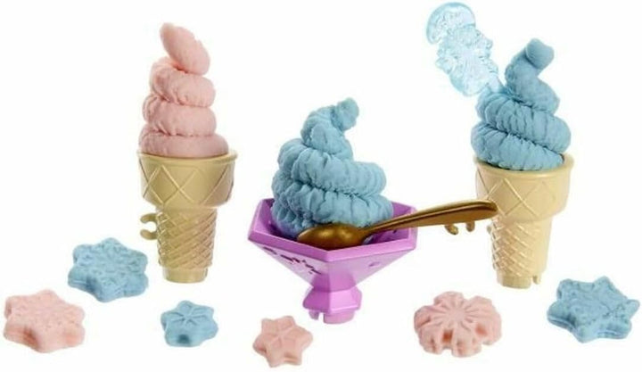 Disney Die Eiskönigin Spielzeug, Dessert-Spielset mit Elsa-Puppe, Olaf-Figur, Teig in 2 Farben und m