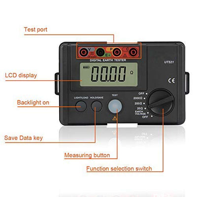 UT521 Earth Tester Erdungswiderstandstester Ohmmeter mit Aufbewahrungsbehälter 50 Hz / 60 Hz