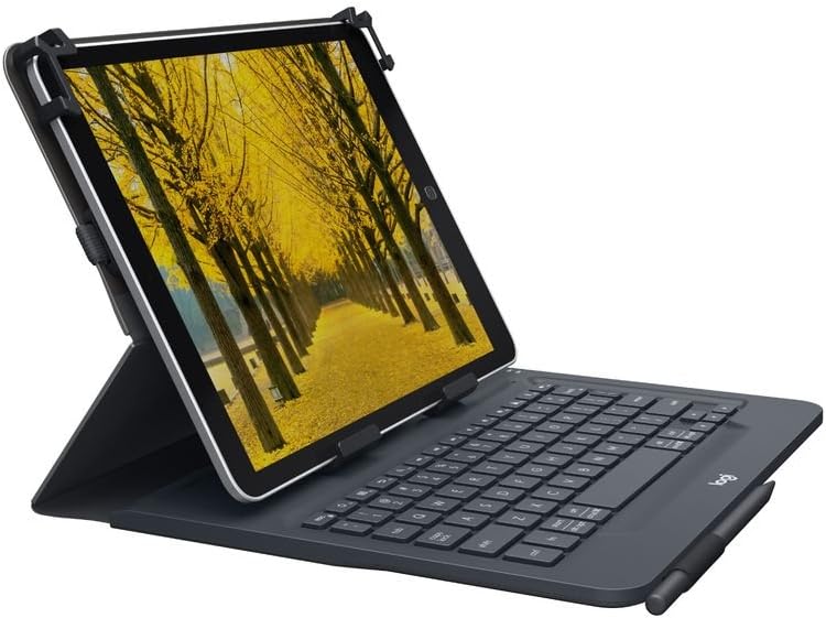 Logitech Universal Folio Tablet-Hülle mit Kabelloser Tastatur, Bluetooth, 2-Jahre Batterielaufzeit,