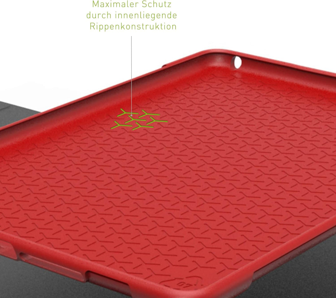 KMP GreenNu Schutzhülle/Klapphülle passend für iPad 9,7“ 2017/2018 – rot - 100% recyclebar – Bio-bas
