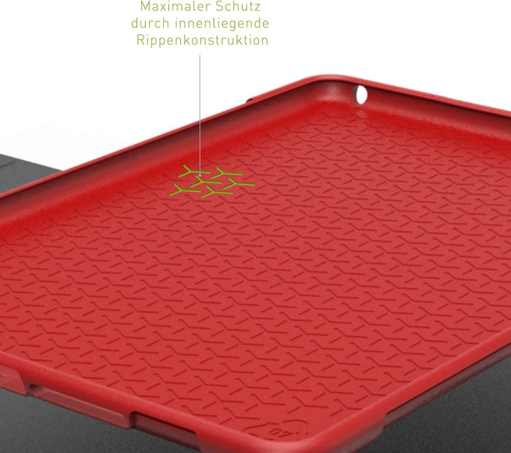 KMP GreenNu Schutzhülle/Klapphülle passend für iPad 9,7“ 2017/2018 – rot - 100% recyclebar – Bio-bas