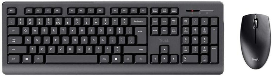 Trust Primo Kabellose Tastatur und Maus, Schwarz, Monochrom, Englisch, US, QWERTY US