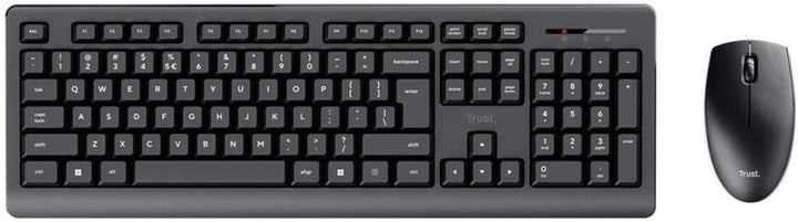 Trust Primo Kabellose Tastatur und Maus, Schwarz, Monochrom, Englisch, US, QWERTY US