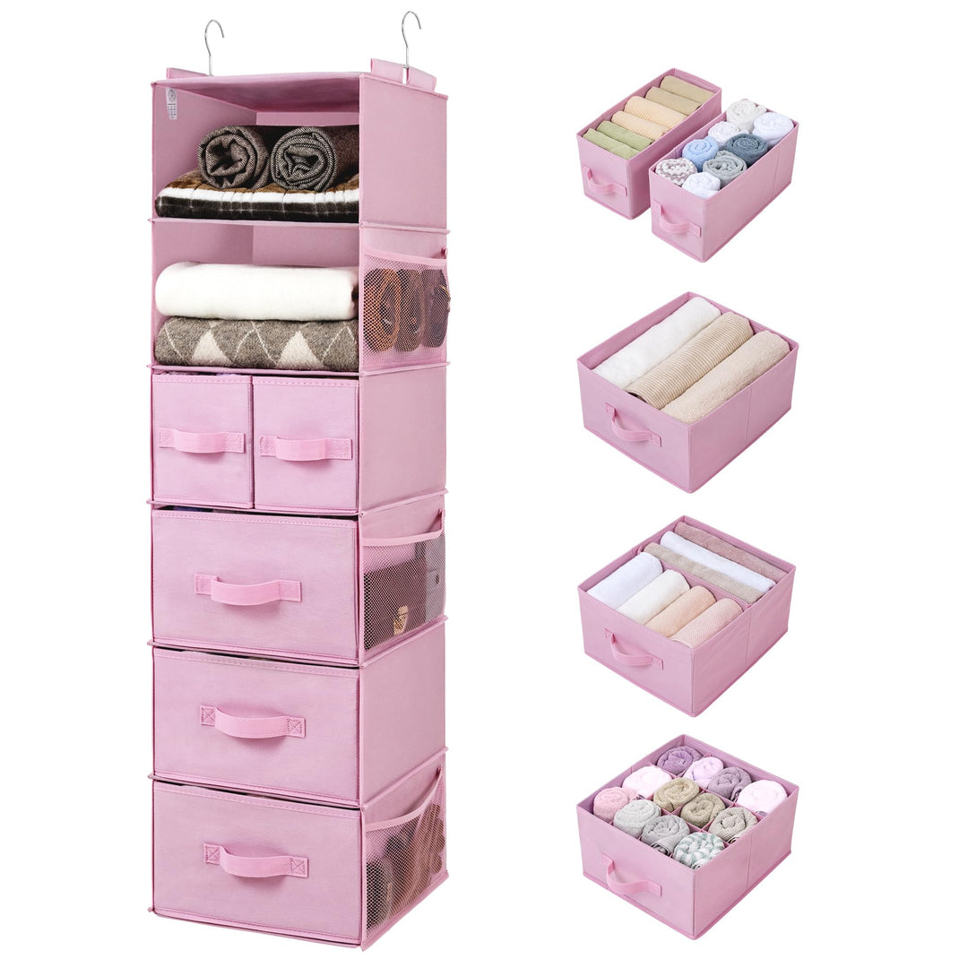 GRANNY SAYS Kleiderschrank Organizer Hängend, 1 Stück Hängeorganizer mit Schubladen, Rosa Hängeaufbe