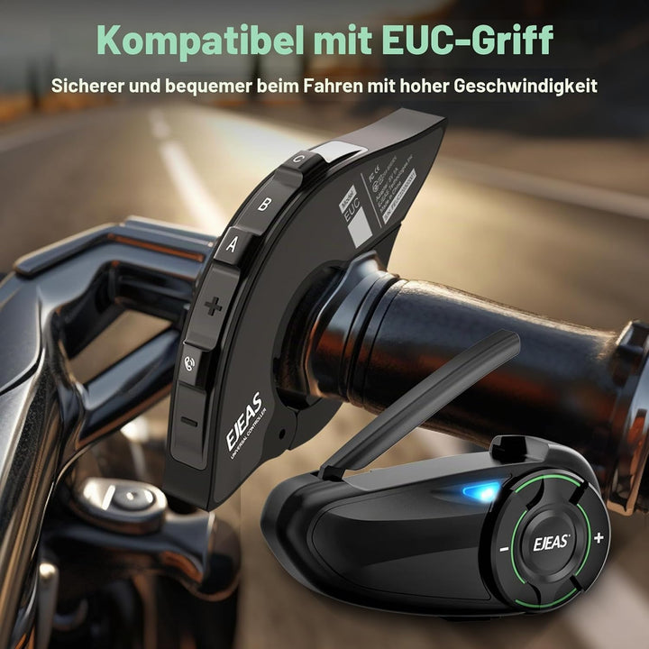 EJEAS Q8 Mesh Motorrad Bluetooth Headset, Helm Intercom für bis zu 6 Motorradfahrer Kommunikationssy