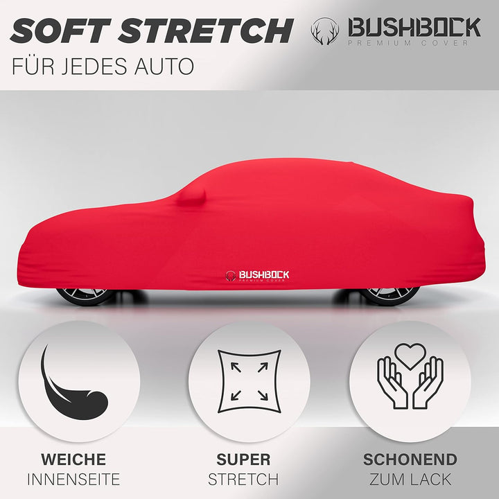 BUSHBOCK® Premium Autoabdeckung Indoor für Porsche o.ä. - Satin Schutzhülle Stoff - Abdeckplane Auto