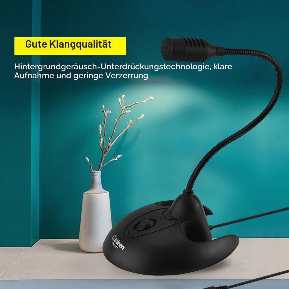 Richer-R Flexibles PC-Tischmikrofon, Flexible Schwanenhals Desktop Microphone 3,5mm Klinke,rutschfes