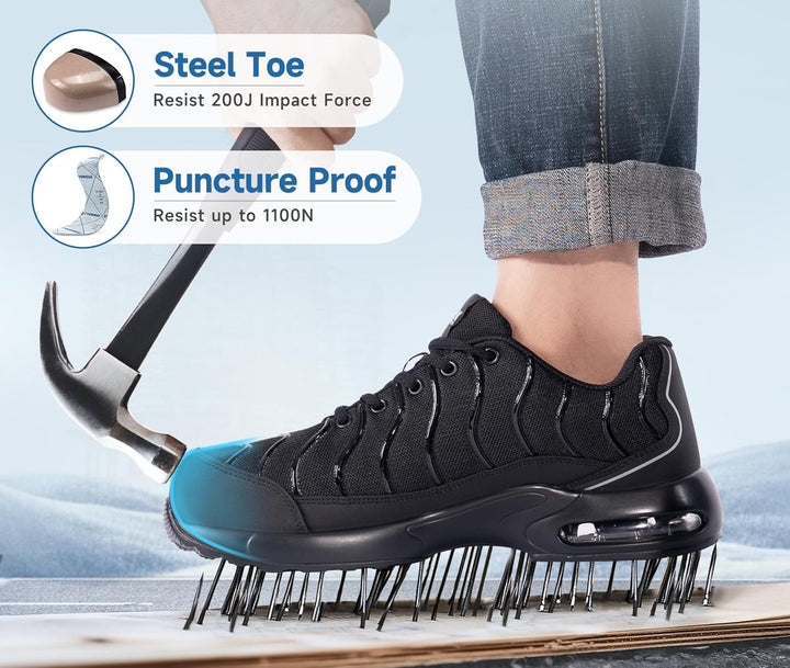 LARNMERN Sicherheitsschuhe Herren Leichte Arbeitsschuhe Herren rutschfeste Schutzschuhe Dämpfung Abr