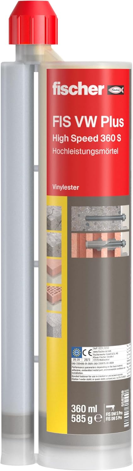 fischer Hochleistungsmörtel FIS VW Plus (High Speed) 360 S im praktischen Handwerkerkoffer, wetterfe
