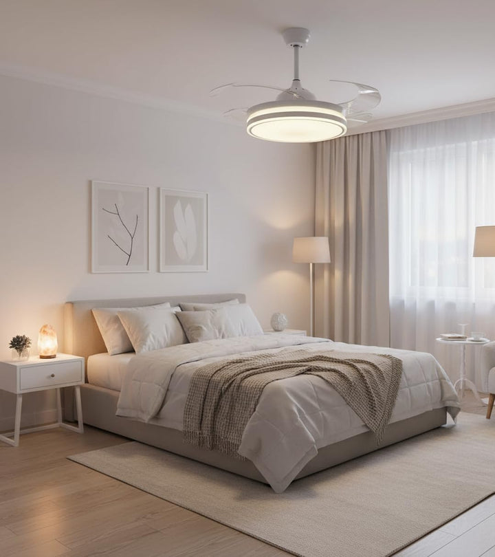 BEL AIR HOME Asgard Deckenventilator, leiser DC-Motor, ausklappbare Flügel, 108 cm, LED-Licht, 36 W,