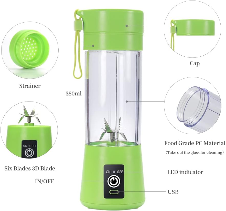 Mixer Smoothie Maker, Elektrischer USB-Entsafter Mixer, Tragbarer Mini-Mixer für Shakes und Smoothie