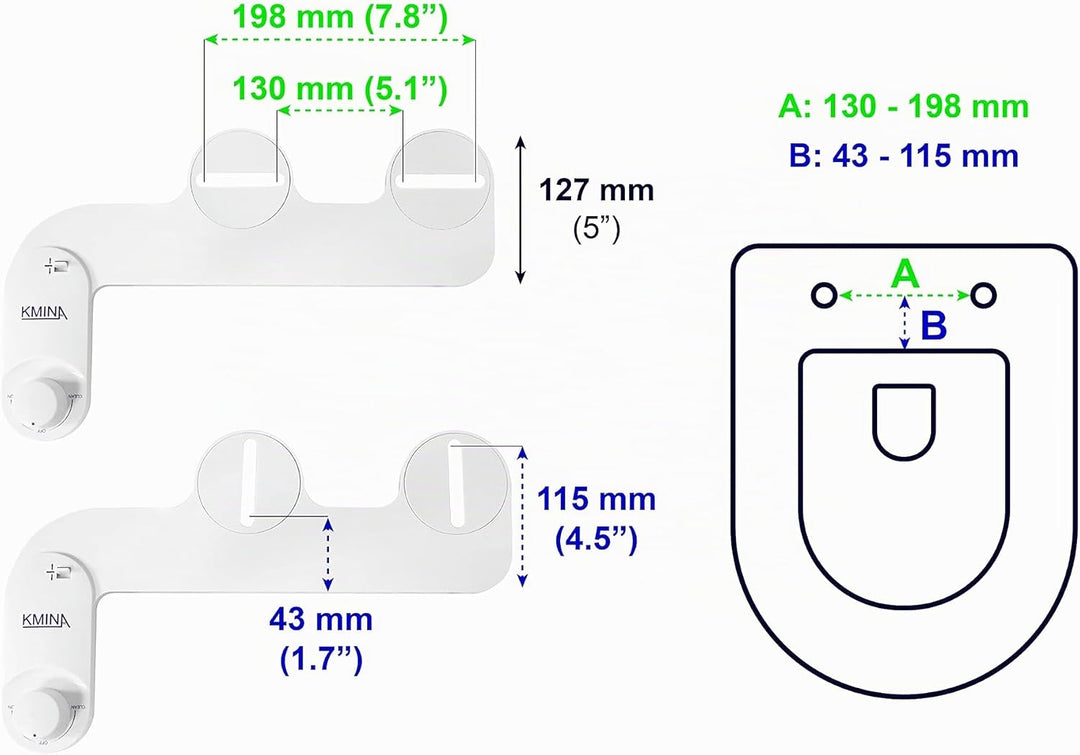 KMINA - Bidet Aufsatz für Toilette Kaltwasser 80 cm, Toilettensitz, WC Dusche, Nicht Elektrisch, Wei