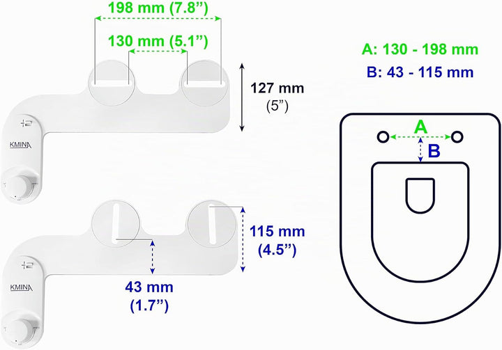 KMINA - Bidet Aufsatz für Toilette Kaltwasser 80 cm, Toilettensitz, WC Dusche, Nicht Elektrisch, Wei