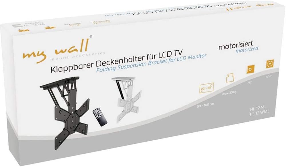 HL12M Klappbarer Motor. TV-Deckenhalter schwarz, schwarz