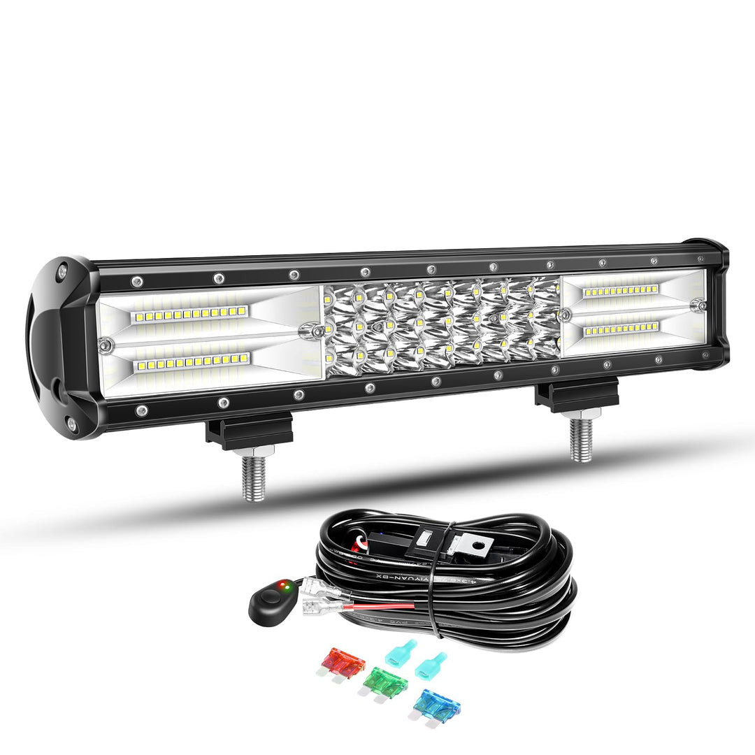 Willpower 38cm 216W LED Arbeitsscheinwerfer Bar LED Scheinwerfer 12V 24V mit Kabelbaum Flutlicht Ref