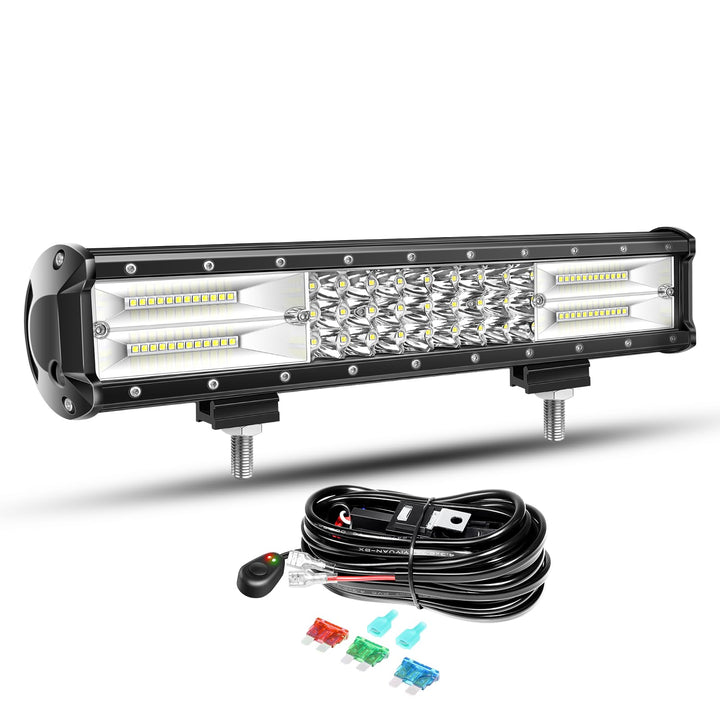Willpower 38cm 216W LED Arbeitsscheinwerfer Bar LED Scheinwerfer 12V 24V mit Kabelbaum Flutlicht Ref