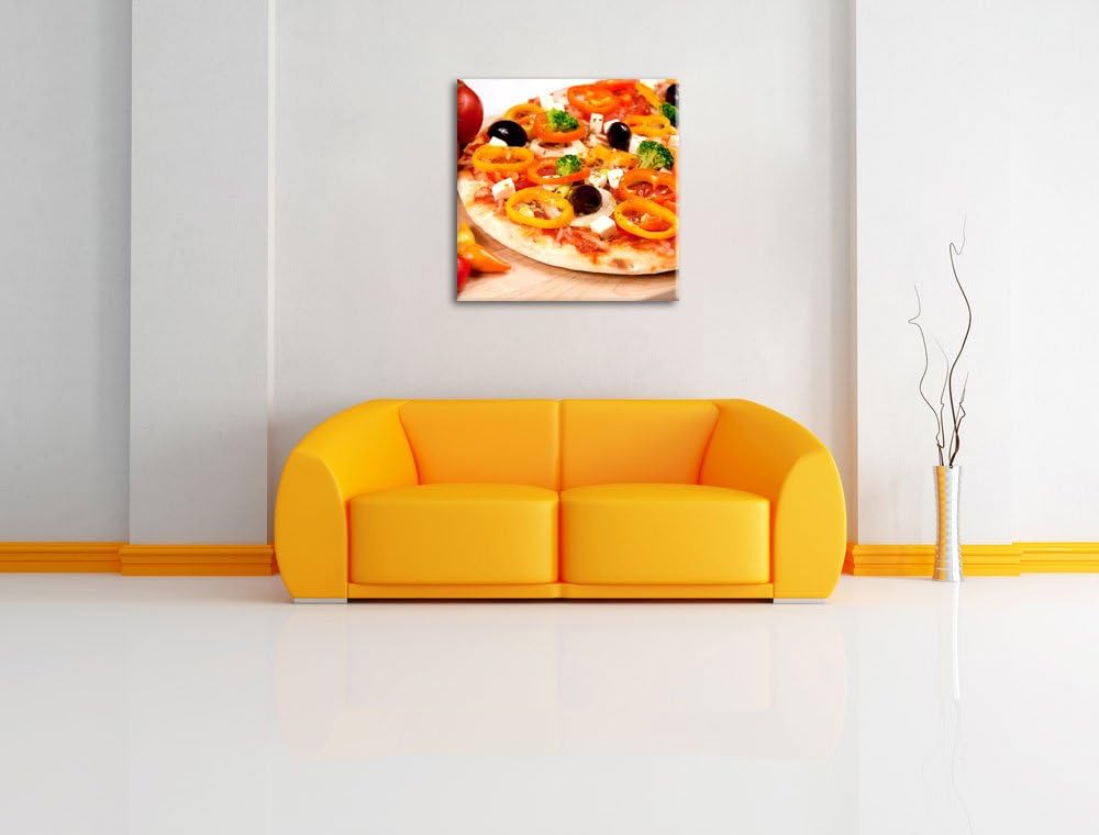 Pixxprint Köstliche Pizza aus Italien als Leinwandbild/Grösse: 70x70 cm/Wandbild/Kunstdruck/fertig b