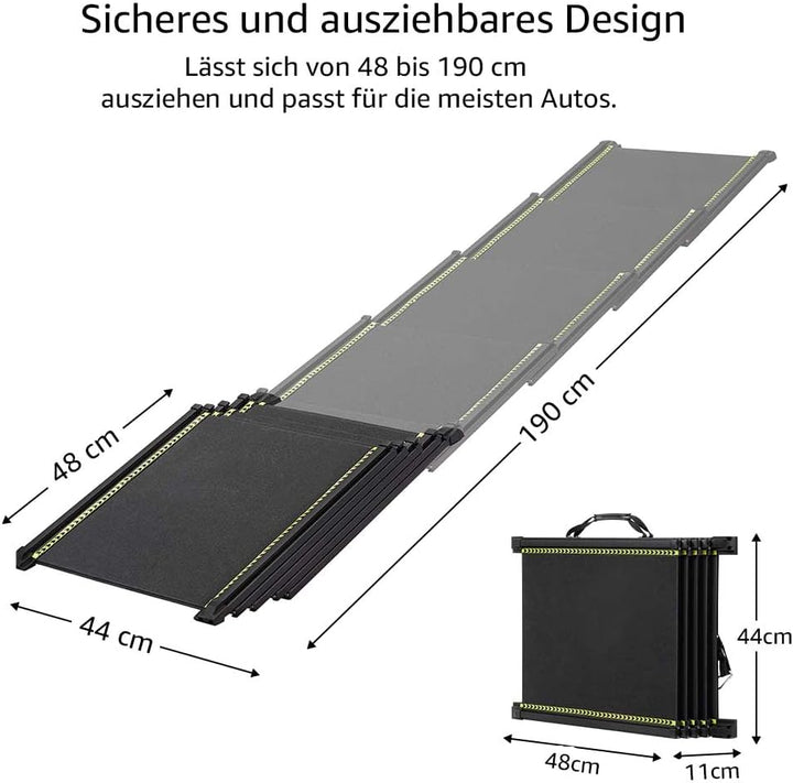 unipaws 190 cm extra Lange Hunderampe für Auto, SUV &amp; LKW, ausziehbare tragbare Haustier-Treppenramp