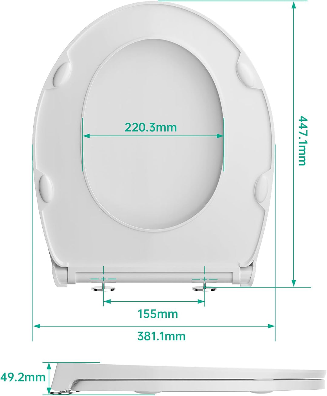 Toilettendeckel mit Absenkautomatik aus Robustem Duroplast, Umweltfreundlicher WC Sitz O-Form, Antib