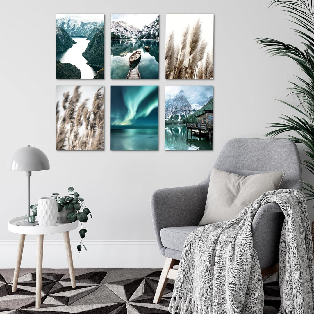 Novart Wandbilder - KEIN EXTRA RAHMEN BENÖTIGT - Wohnzimmer Schlafzimmer - Bilder Modern Natur Berge