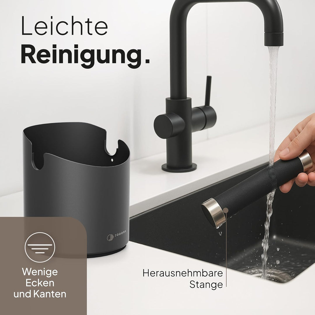 Abklopfbehälter für Siebträger aus hochwertigen Edelstahl standfest - Robuste Knock Box mit geräusch