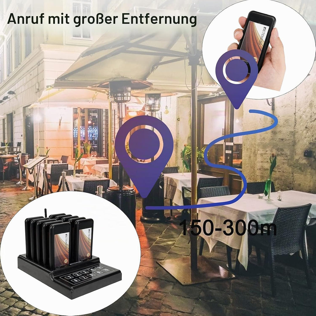 Retekess TD174 Pager Rufsystem, Pager System Restaurant, Einfache Grundlagen, 300M, 3 Anrufmodi, Lad
