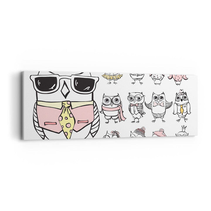 Panorama Bilder auf Leinwand Eule Spass Junge fröhlich Leinwandbild 90x30cm Wandbilder Dekoration Wo
