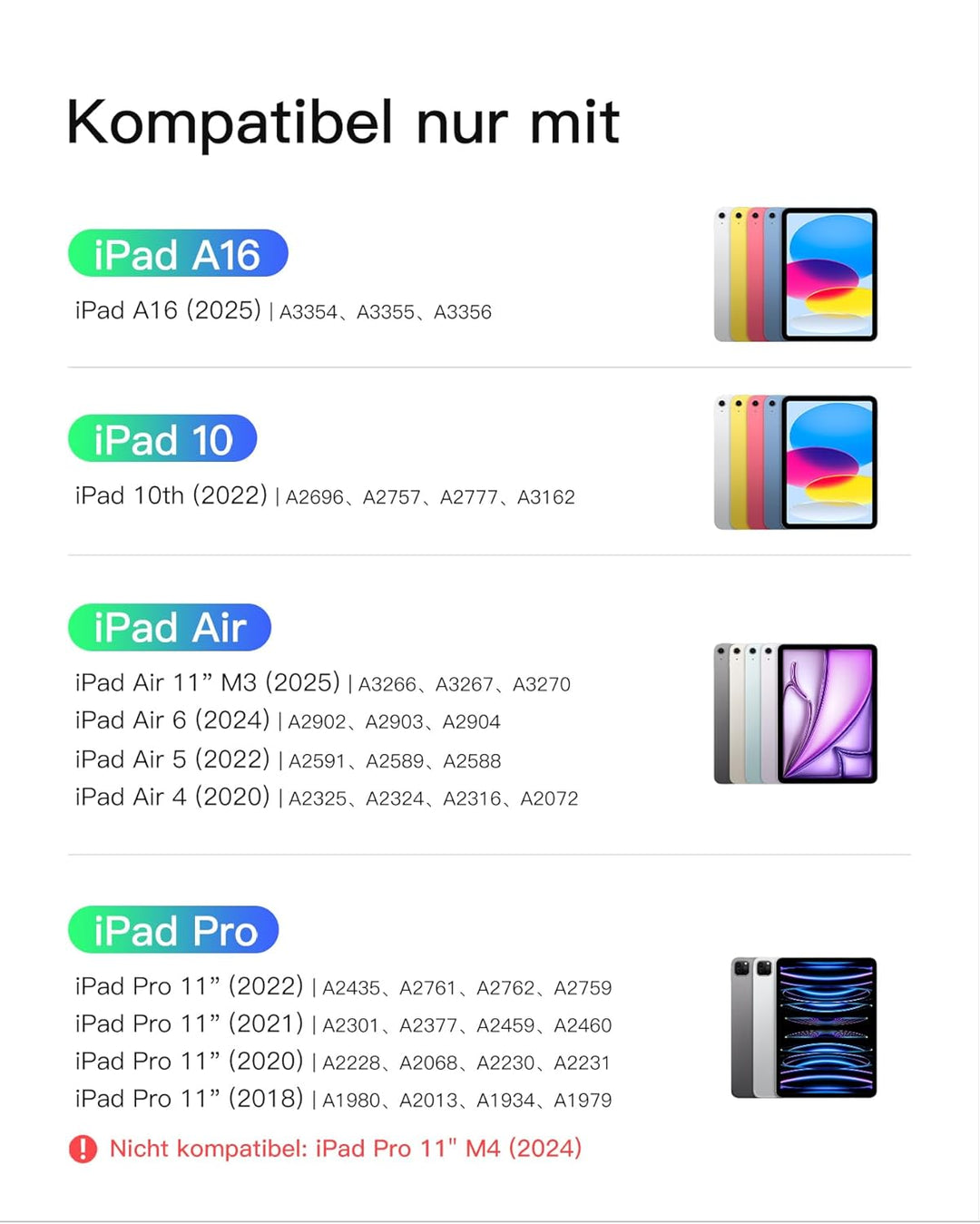 Inateck Hülle mit Tastatur,Ultraleichte Tastatur für iPad 11/10 Gen A16 2025 11 Zoll,iPad Air 11" M3
