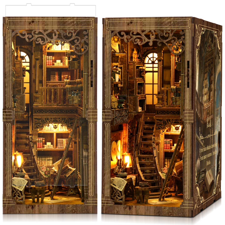 Book Nook Kit für Erwachsene: LUMYCE Holzpuzzle DIY Miniatur Haus 3D Puppenhaus - Buchstütze für Büc