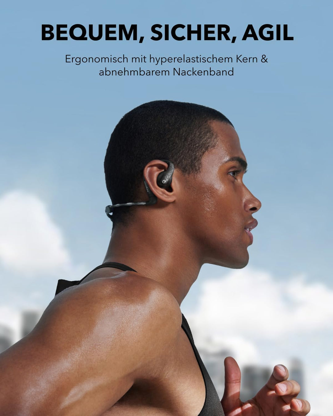 soundcore by Anker Open-Ear Kopfhörer AeroFit Pro, 46h Akku, Intensiver Sound LDAC, Ultra leicht, Be