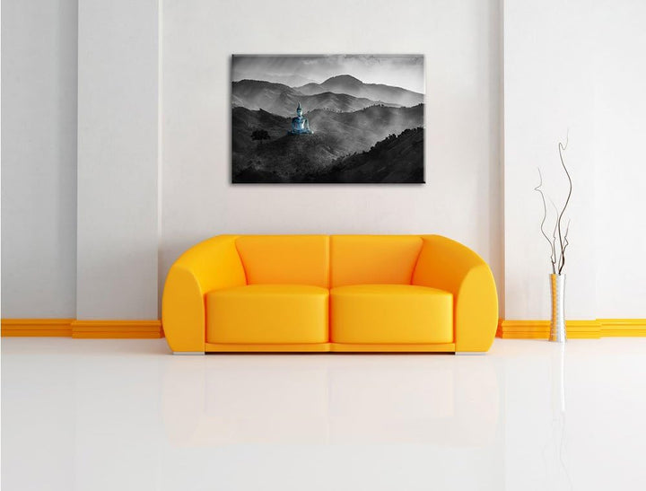 Pixxprint Buddha als Leinwandbild/Grösse: 100x70 cm/Wandbild/Kunstdruck/fertig bespannt, 100x70