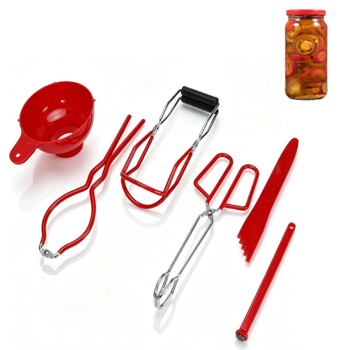 Einmachset 6teilig, Lebensmittelzange, Glasschlüssel, Magnetdeckelheber, Messgerät, Jar Lifter, Tric