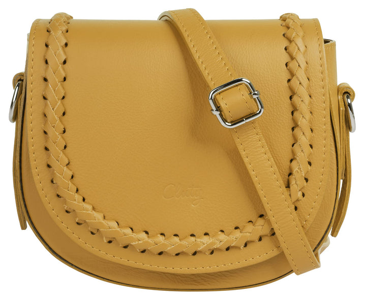Cluty Umhängetasche echt Leder Damen - 021316 Gelb, Gelb