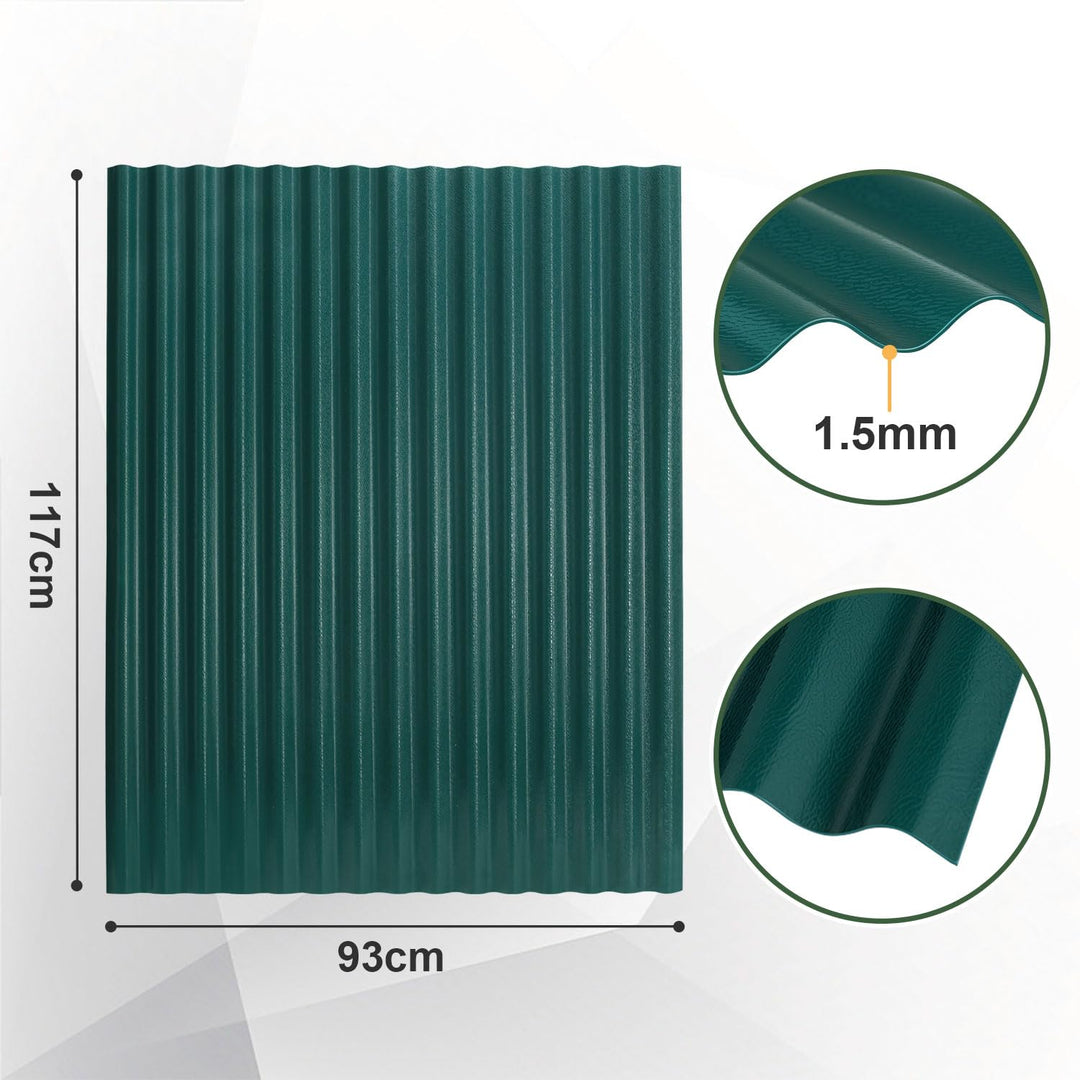 5x Wellblechplatten für Dach, 117 x 93 cm,1,5 mm PVC Wetterfeste Dachplatten Kunststoff,UV-beständig