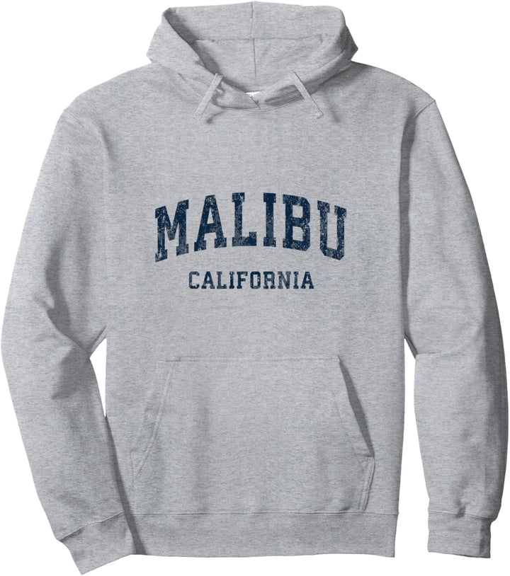 Malibu California CA Vintage Varsity Sports Navy Pullover Hoodie