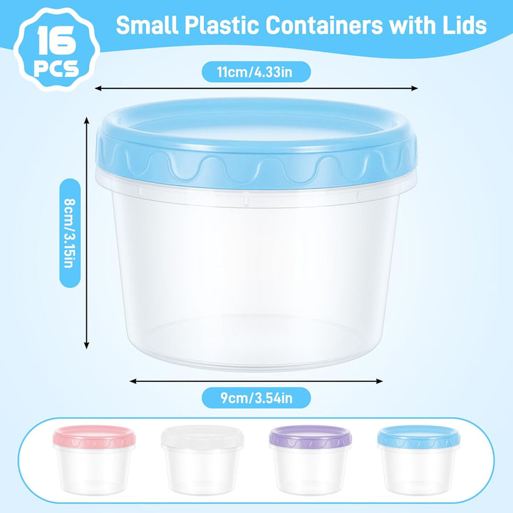 16-Pack Kleine Dosen mit Deckel Plastik, 450ML Wiederverwendbare Snackdose, Auslaufsichere Schraubve