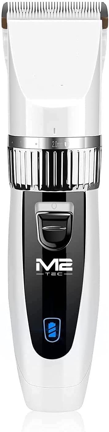 M2Tec Profi Schermaschine 2X Akku Felltrimmer Tierhaarschneider Hund und Katzen Rasierer in weiss