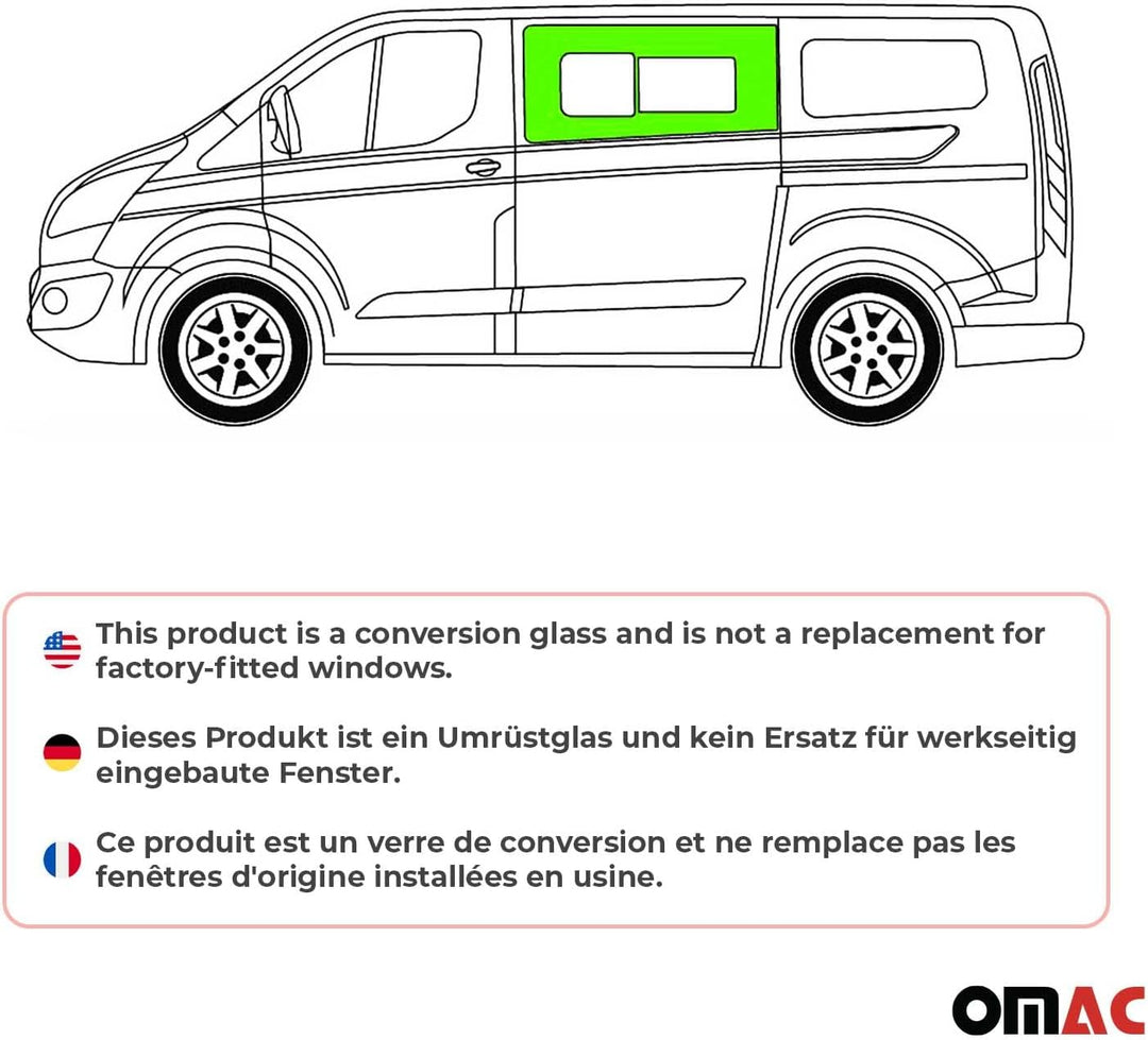 Seitenfenster Auto Schiebefenster kompatibel mit Ford Transit Custom 2013-2023 Links L1 L2 Schwarz T