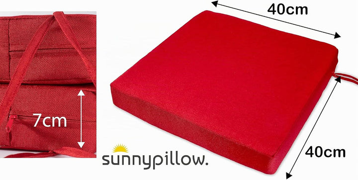 sunnypillow 2er Set Stuhlkissen 40 x 40 cm wasserdicht UV-lichtecht 7cm dick - Outdoor Polsterauflag