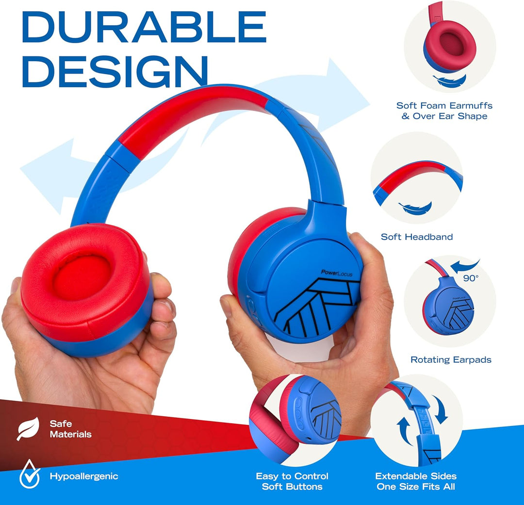 PowerLocus Bluetooth Kinder Kopfhörer, Aktive Noise Cancelling Kopfhörer Kinder, 74/85/94dB Sichere