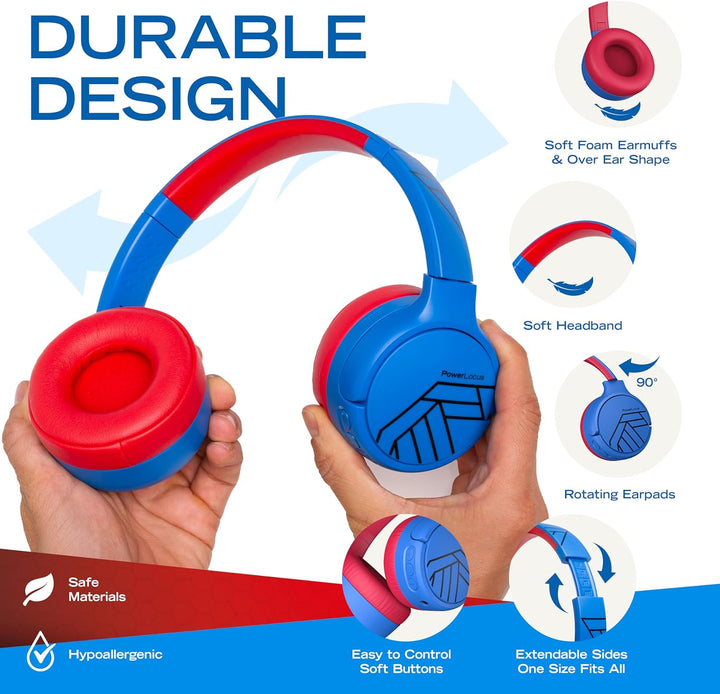 PowerLocus Bluetooth Kinder Kopfhörer, Aktive Noise Cancelling Kopfhörer Kinder, 74/85/94dB Sichere