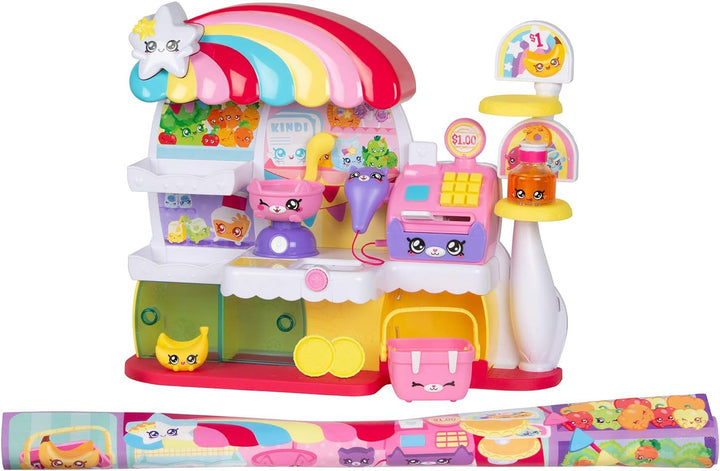 Kindi Kids 50003 Kitty Petkin-Supermarkt, 2 Shopkins und Spielunterlage aus Vinyl, Mehrfarbig Einzel