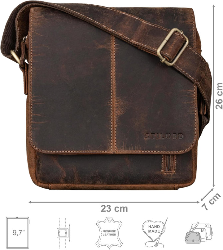 STILORD 'Matt' Ledertasche Männer klein Vintage Umhängetasche Schultertasche Herrentasche für 9,7 Zo