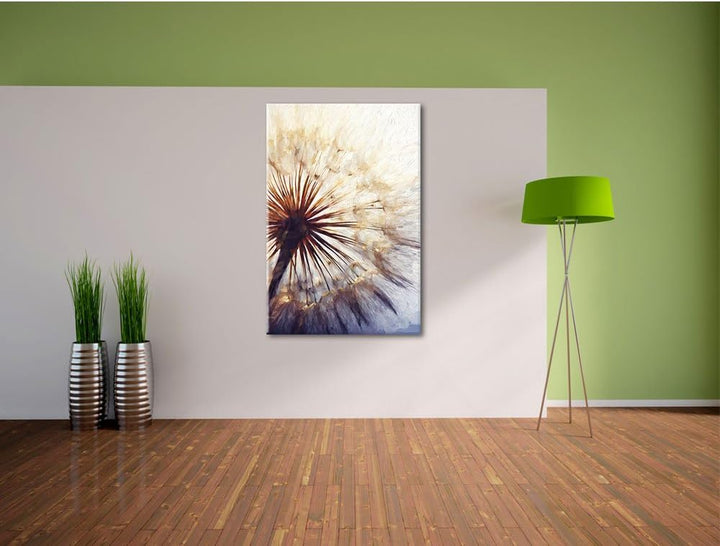 Pixxprint Schöne Pusteblume Pinsel Effekt, Format: 100x70 auf Leinwand, 100x70
