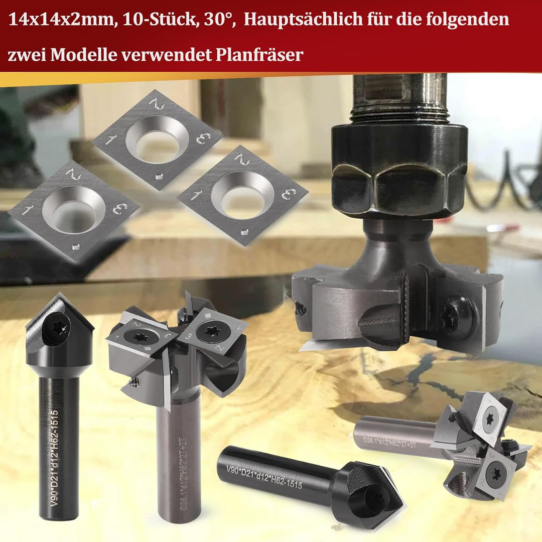 Trvoxviq Wendeplatten Wendemesser 10 Stück Ersatzklingen(14x14X2mm, 30°) für Drehmeissel Planfräser