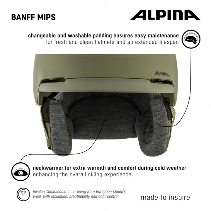 ALPINA BANFF MIPS - Nachhaltiger, Sicherer und leichter MIPS Skihelm Mit Schafswolle-Innenfutter Für