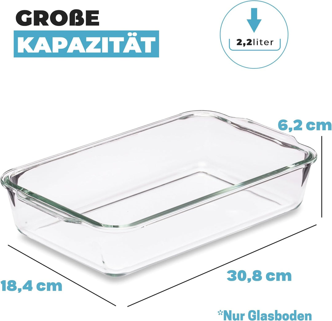 Igluu Meal Prep - Glas-Lasagneform mit luftdichtem Schnappverschluss-Deckel - Grosse rechteckige Bac
