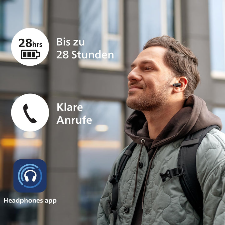 Philips TAT2139BK Drahtlos-Bluetooth-Ohrhörer – kleine Ohrhörer, Tolles Preis-Leistungs-Verhältnis,