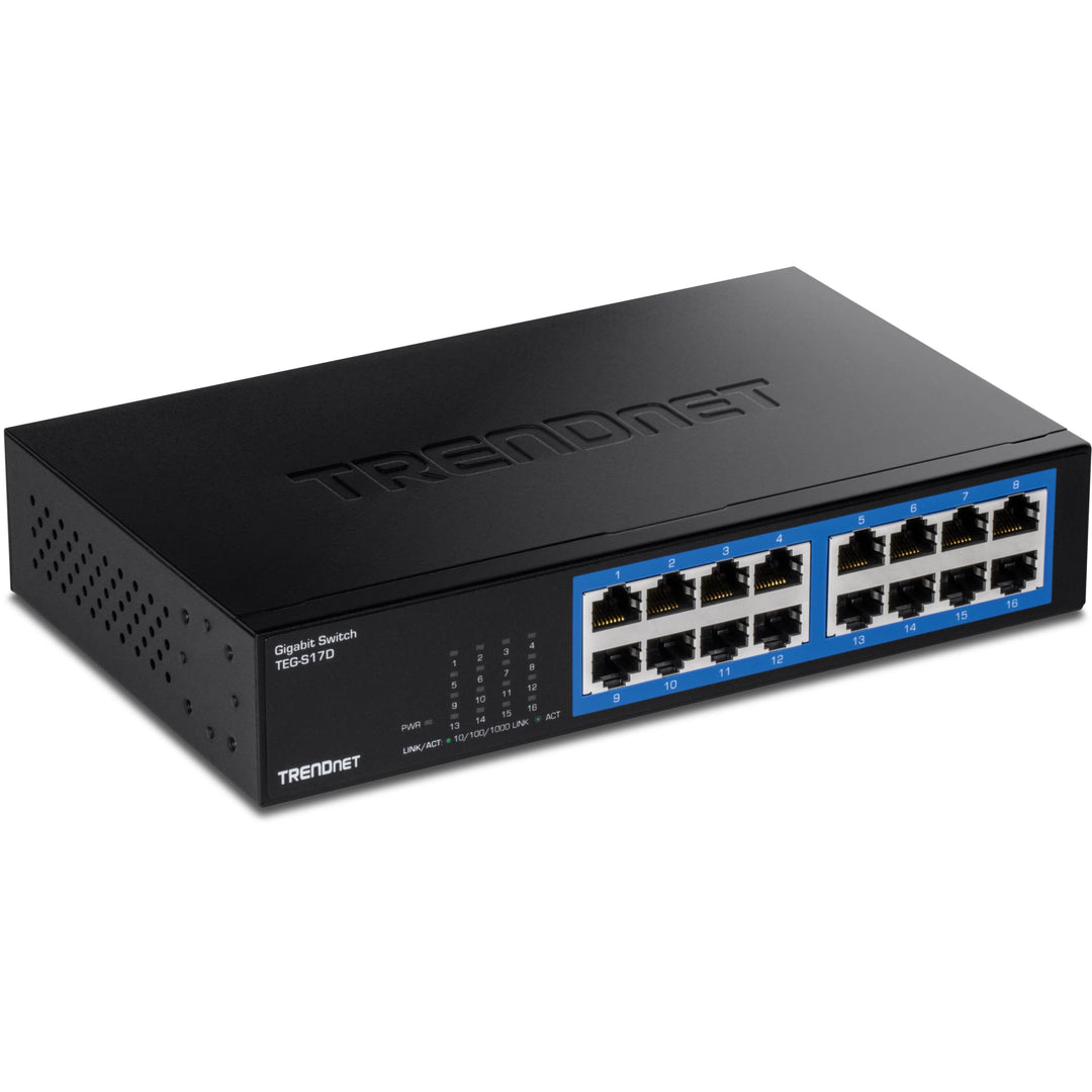 TRENDnet TEG-S17D 16-Port Gigabit Desktop Switch, , 16 x Gigabit RJ-45 Ports, 32Gbps Schaltleistung,